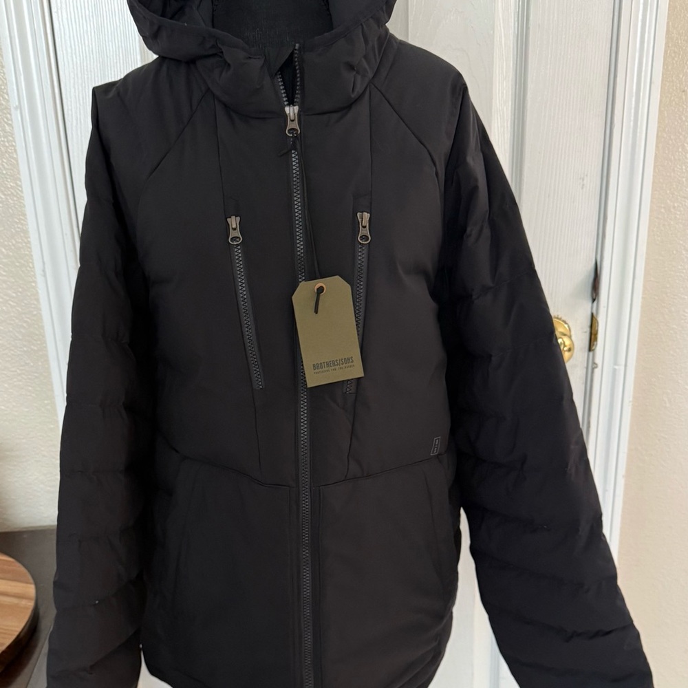 Brothers/Sons Black Down Jacket XL Hooded Puffer Winter Coat New w/ Tags
